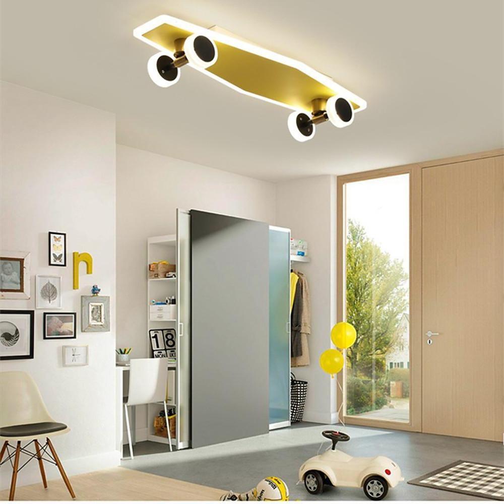 Cartoon Skateboard-shaped Dimmable LED Gold Modern Ceiling Lights 2