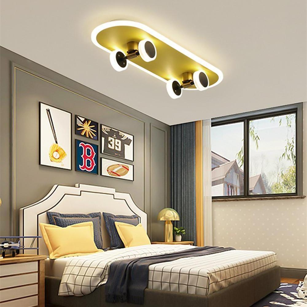 Cartoon Skateboard-shaped Dimmable LED Gold Modern Ceiling Lights 3
