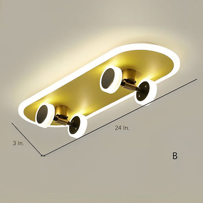 Cartoon Skateboard-shaped Dimmable LED Gold Modern Ceiling Lights 5