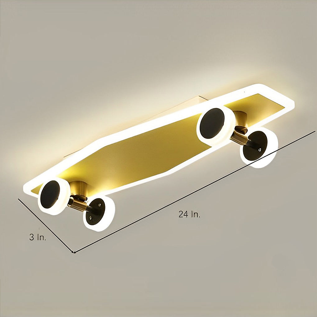 Cartoon Skateboard-shaped Dimmable LED Gold Modern Ceiling Lights 6