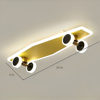 Cartoon Skateboard-shaped Dimmable LED Gold Modern Ceiling Lights 6