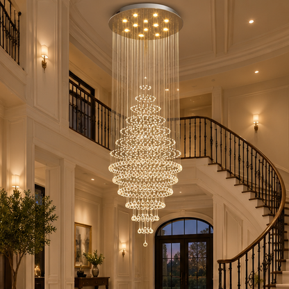 RoyaleGlow Modern Spiral Crystal Chandelier - Luxury LED Hanging Light Fixture