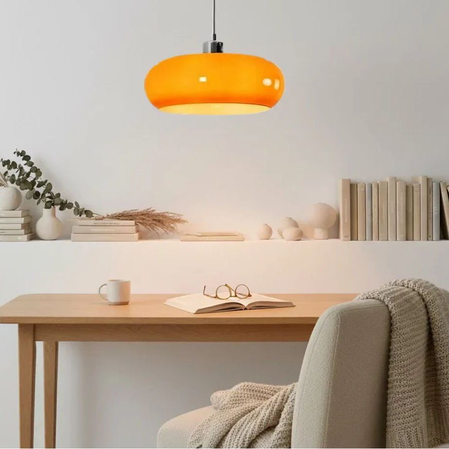 Royelux Modern Bauhaus Glass Pendant Light - Hand-Blown Opal Shade Warm Glow