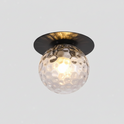 LuxRoyale Luxury Glass Globe Ceiling Light Brushed Brass Canopy