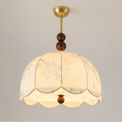 RoyaleGlow Pleated Fabric Semi-Flush Mount Ceiling Light with Botanical Print