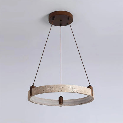 Royelux Modern Travertine Ring Chandelier with Integrated LED Light - Royale Basic