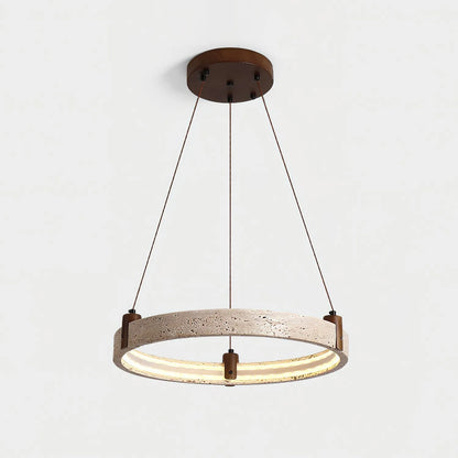 Royelux Modern Travertine Ring Chandelier with Integrated LED Light - Royale Basic