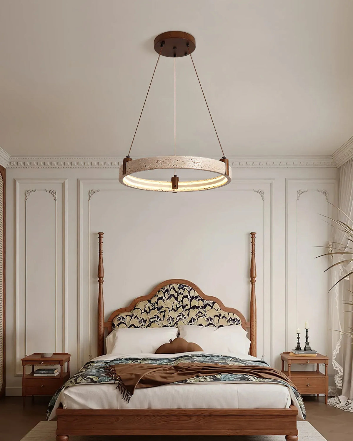 Royelux Modern Travertine Ring Chandelier with Integrated LED Light - Royale Basic