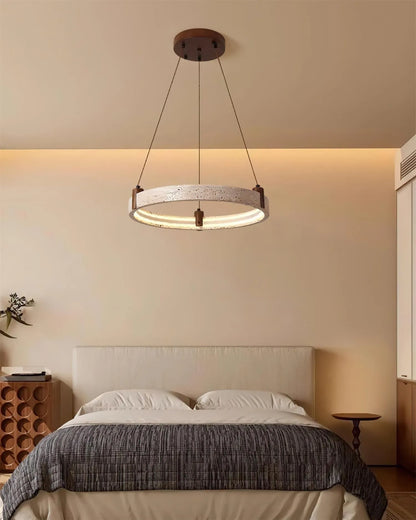 Royelux Modern Travertine Ring Chandelier with Integrated LED Light - Royale Basic