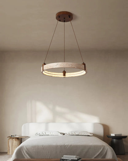 Royelux Modern Travertine Ring Chandelier with Integrated LED Light - Royale Basic