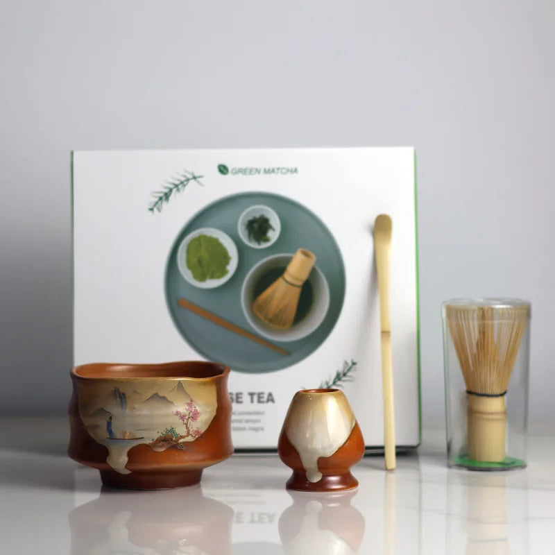 Ceramic Matcha Tea Set Green One Size Bamboo for Traditional Ceremonies