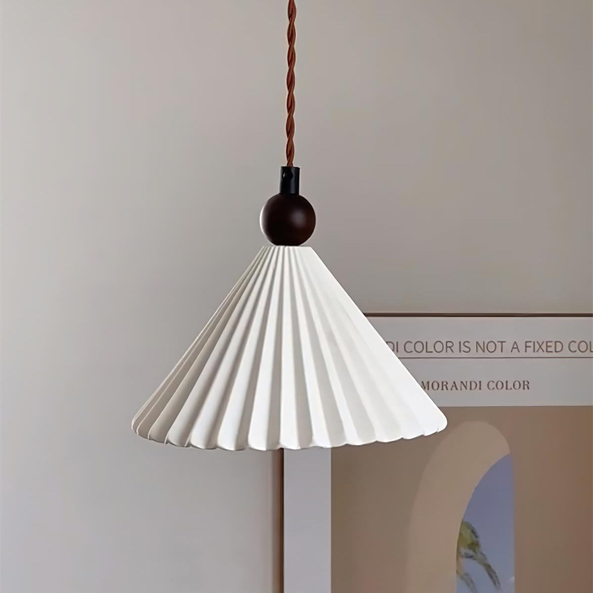 Ceramic Pendant Light with Wooden Accent for Kitchen Island – Modern Hanging Light 6
