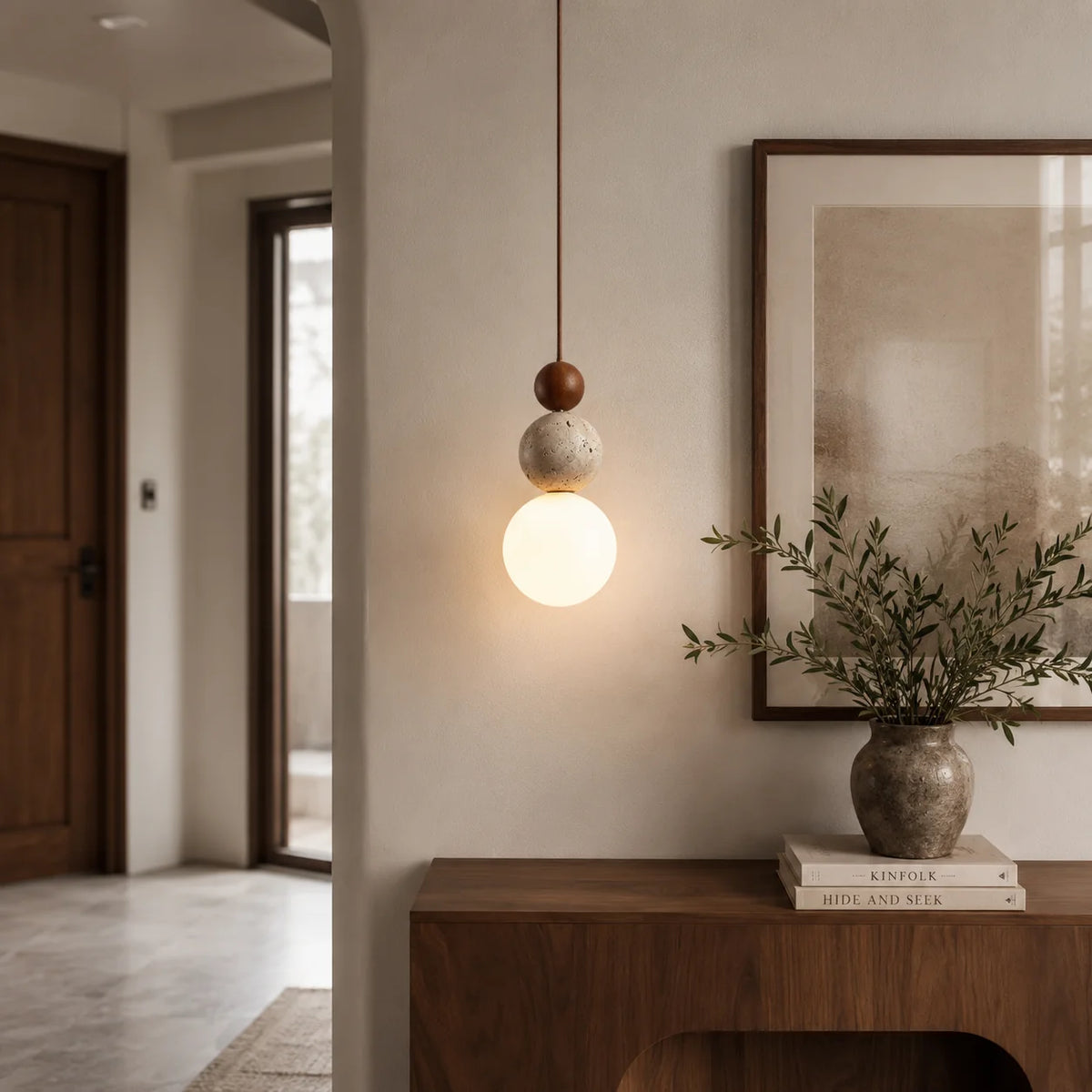 Cerlune Travertine Globe Pendant Light 2