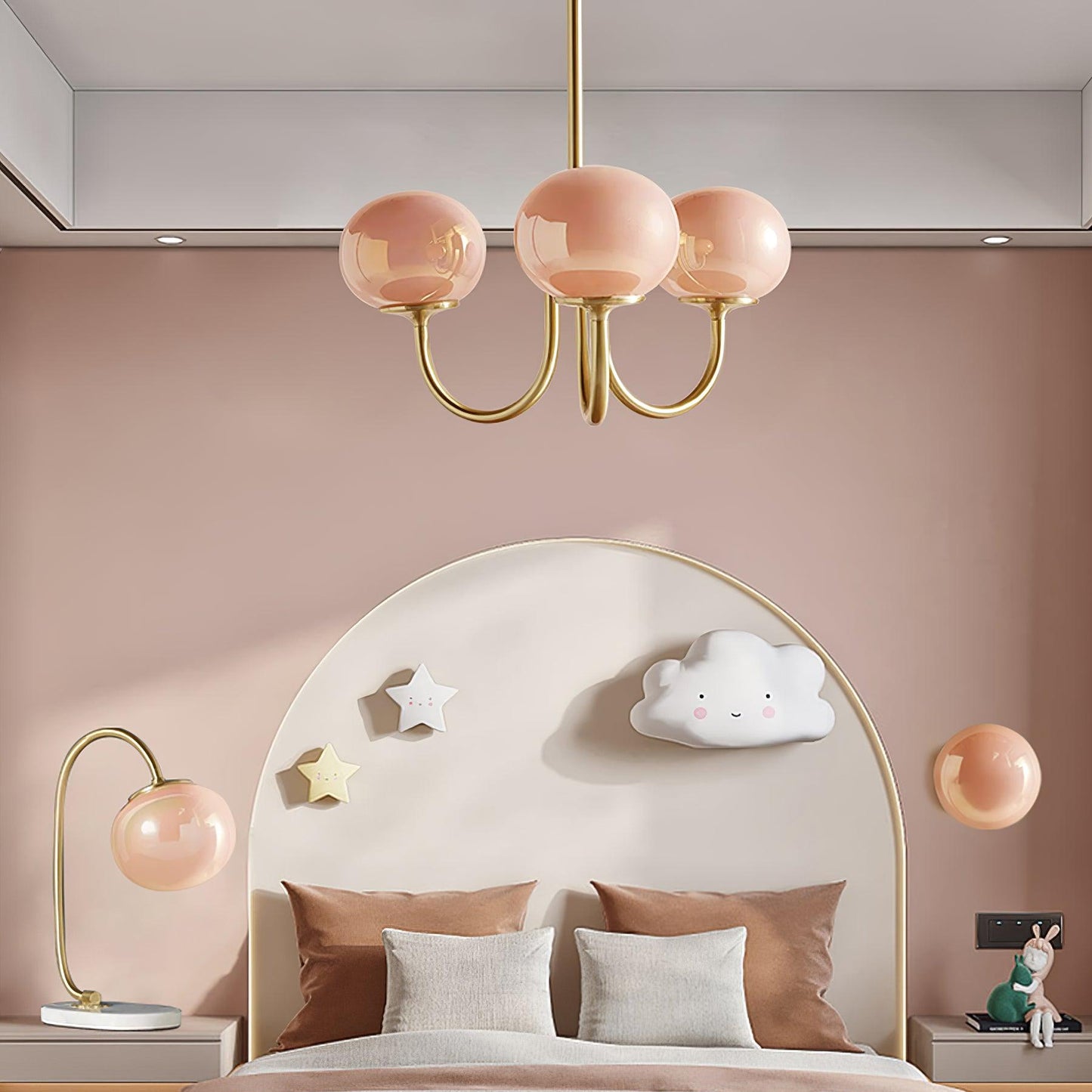 Chandelier with Spherical Glass Shades and Metal Frame 0
