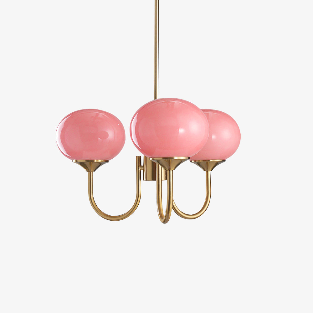 Chandelier with Spherical Glass Shades and Metal Frame 1