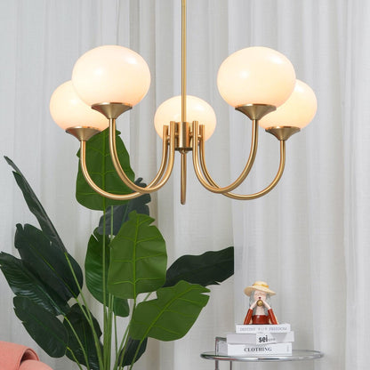 Chandelier with Spherical Glass Shades and Metal Frame 11