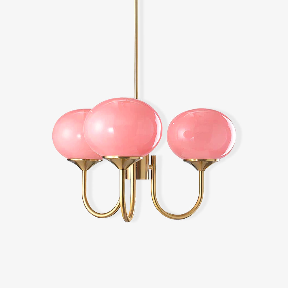 Chandelier with Spherical Glass Shades and Metal Frame 2
