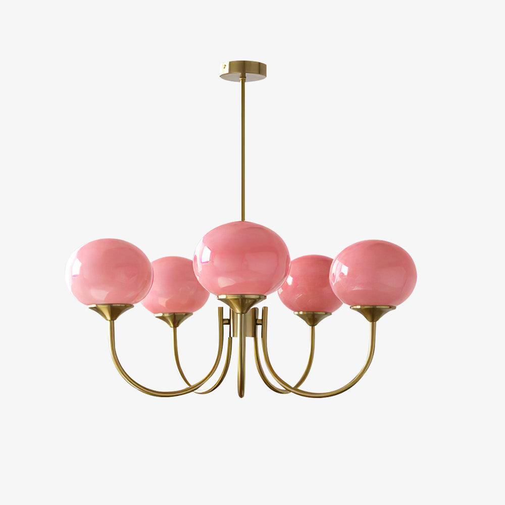 Chandelier with Spherical Glass Shades and Metal Frame 3
