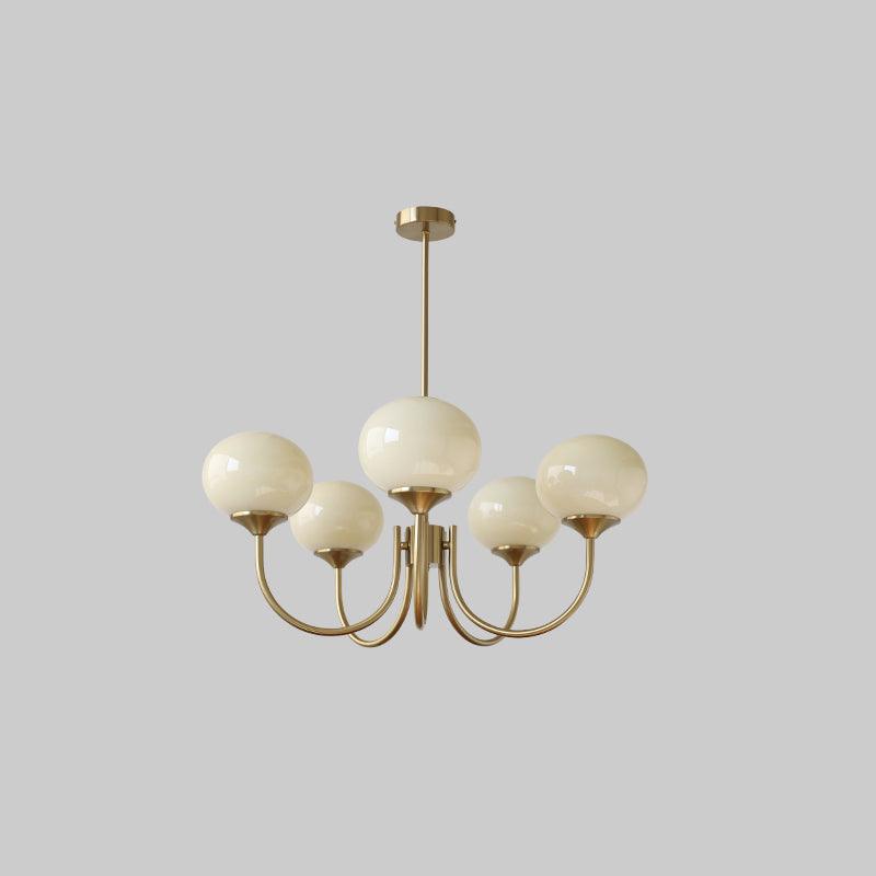 Chandelier with Spherical Glass Shades and Metal Frame 5