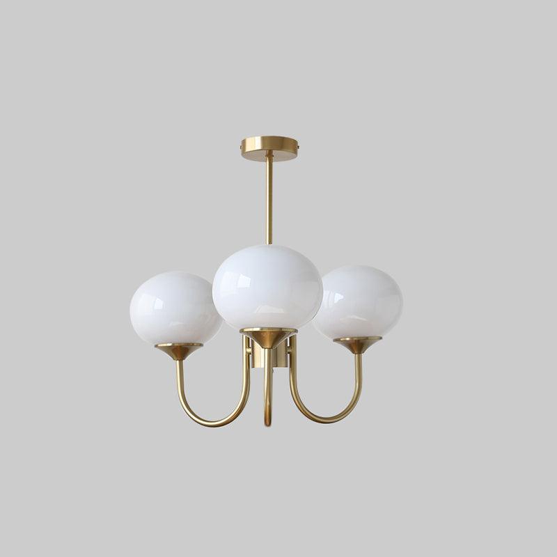 Chandelier with Spherical Glass Shades and Metal Frame 6