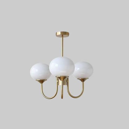 Chandelier with Spherical Glass Shades and Metal Frame 6