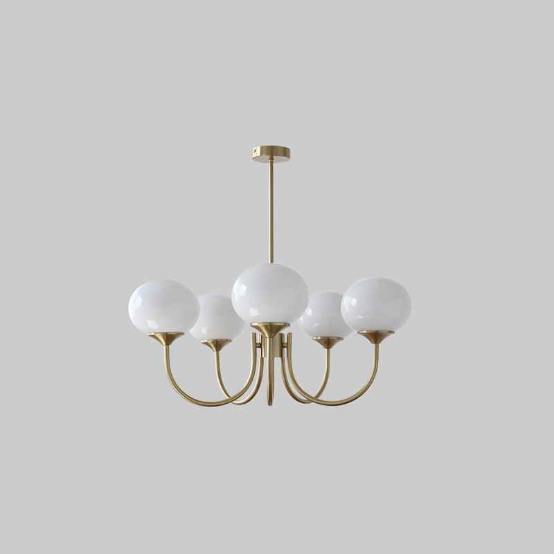 Chandelier with Spherical Glass Shades and Metal Frame 7
