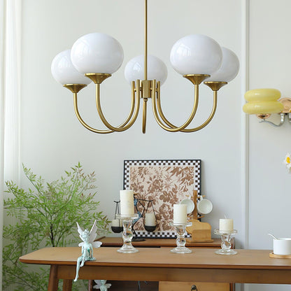 Chandelier with Spherical Glass Shades and Metal Frame 8