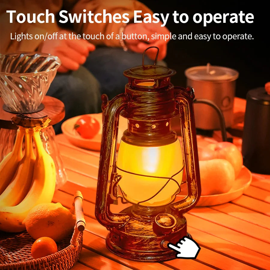 Charging Decor Atmosphere Light Retro Horse Light Hanging Tent Light Outdoor Kerosene 3 Lighting Modes Lighting Camping Bar Lamp 1