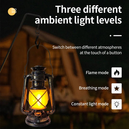 Charging Decor Atmosphere Light Retro Horse Light Hanging Tent Light Outdoor Kerosene 3 Lighting Modes Lighting Camping Bar Lamp 2