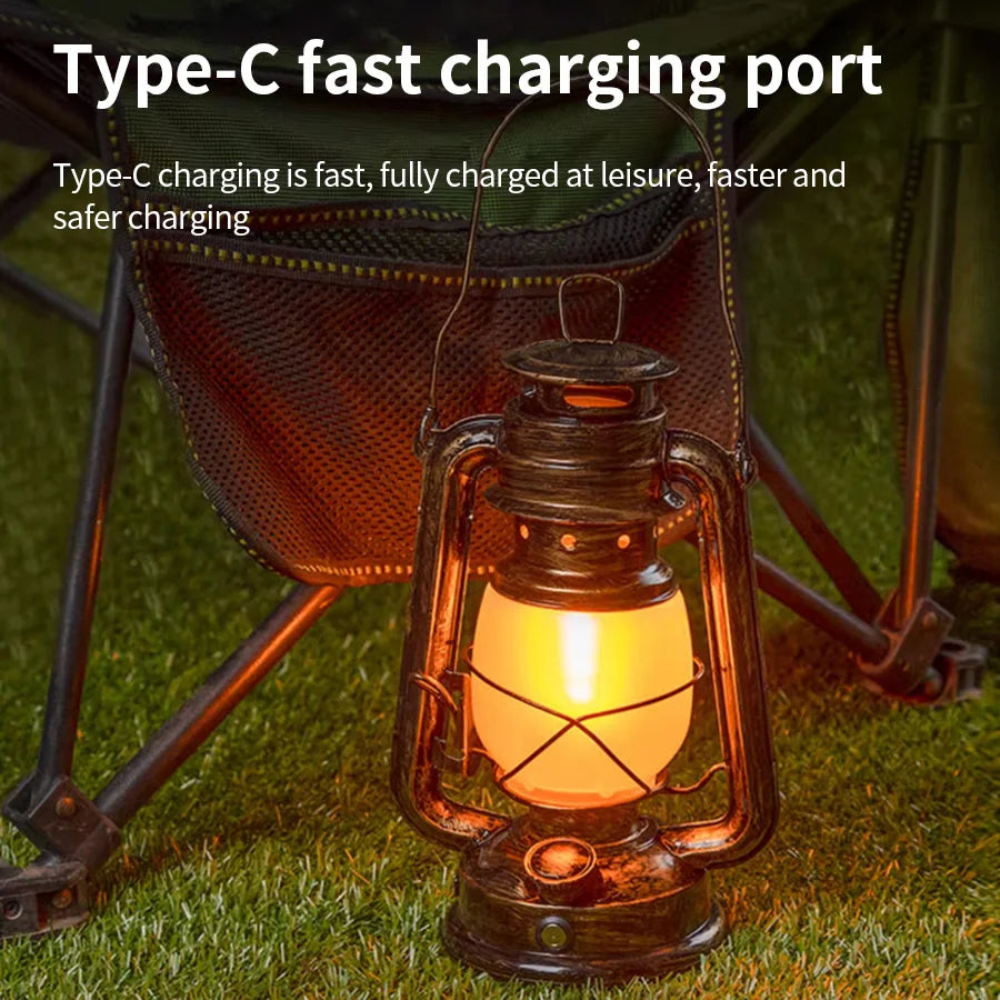 Charging Decor Atmosphere Light Retro Horse Light Hanging Tent Light Outdoor Kerosene 3 Lighting Modes Lighting Camping Bar Lamp 5