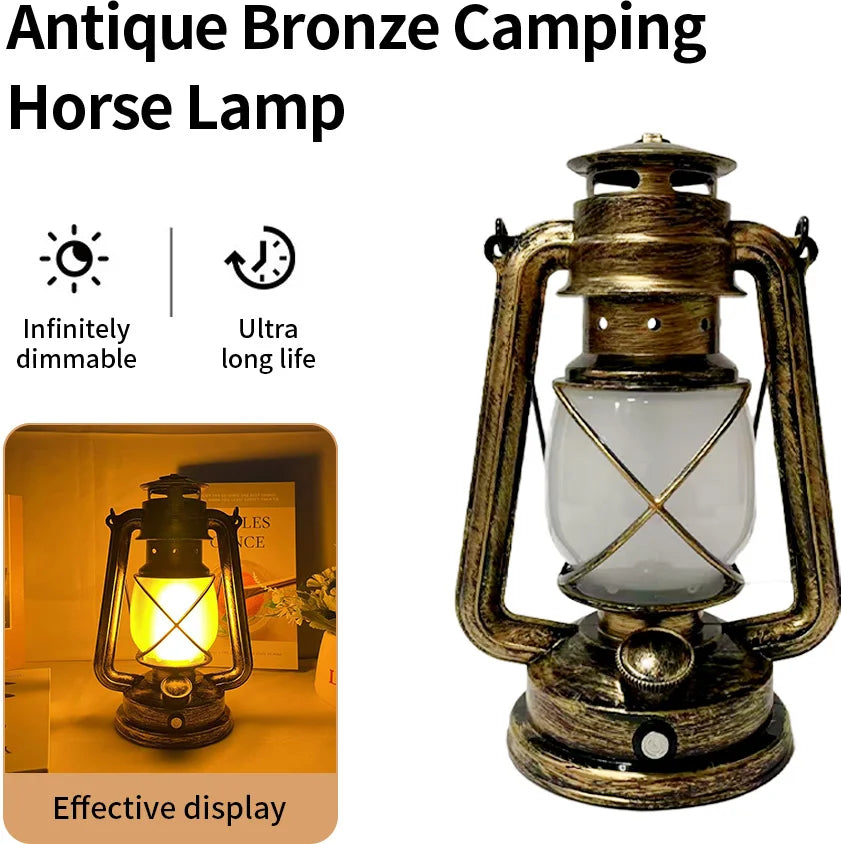 Royallure Retro Horse Lantern Camping Light 3-Mode Hanging Outdoor Decor Lamp