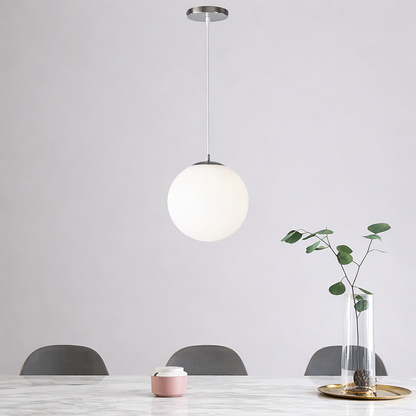 LuxRoyale Nordic Globe Milky Glass Pendant Light, Sphere Minimalist Pendant Lamp With Soft Glow