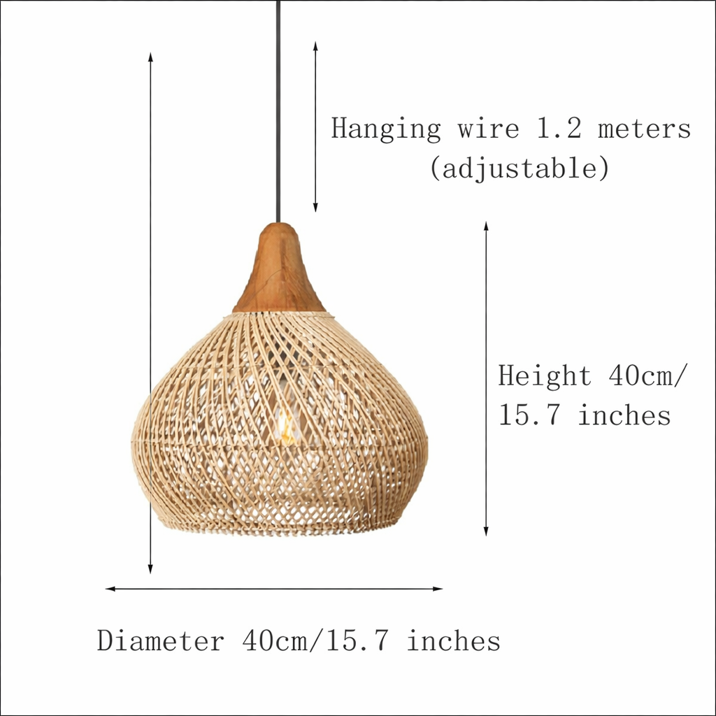 LuxRoyale Boho Rattan Pendant Light, Natural Woven Ceiling Lamp for Dining Room