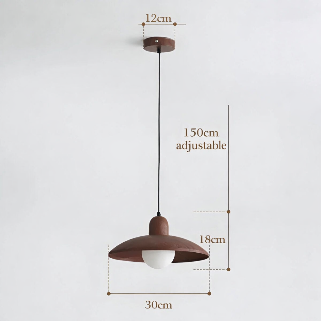 LuxRoyale Japanese Walnut Pendant Light, Wabi-Sabi Handcrafted Minimalist Fixture