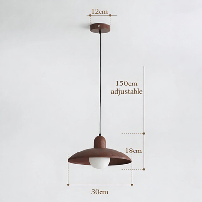 LuxRoyale Japanese Walnut Pendant Light, Wabi-Sabi Handcrafted Minimalist Fixture