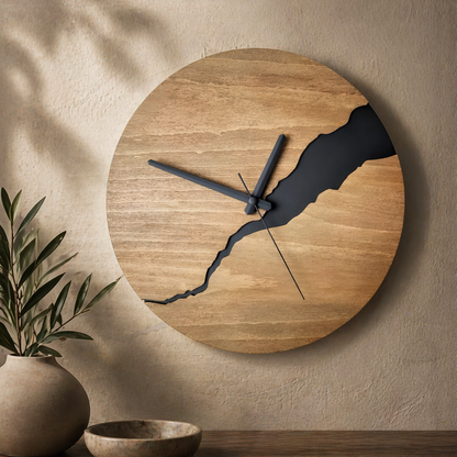 Royaleva River-Cut Wood Wall Clock Luxury Modern Timepiece for Living Rooms and Offices