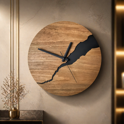 Royaleva River-Cut Wood Wall Clock Luxury Modern Timepiece for Living Rooms and Offices