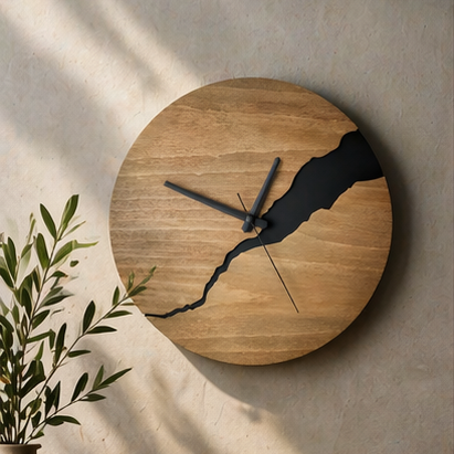Royaleva River-Cut Wood Wall Clock Luxury Modern Timepiece for Living Rooms and Offices