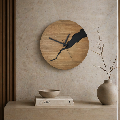 Royaleva River-Cut Wood Wall Clock Luxury Modern Timepiece for Living Rooms and Offices