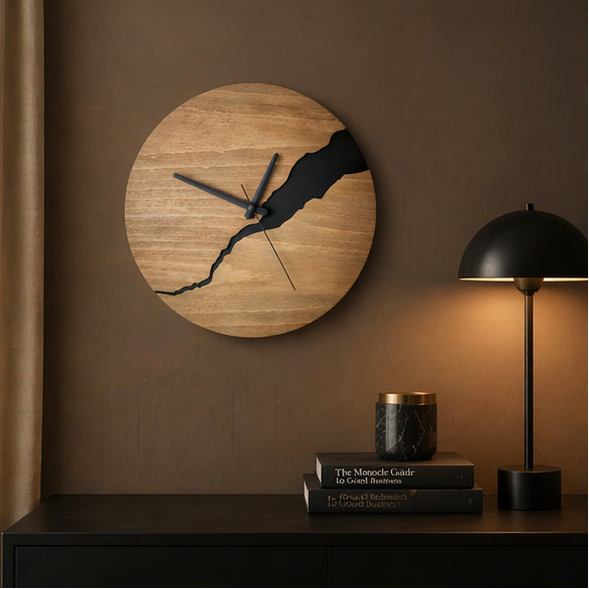 Royaleva River-Cut Wood Wall Clock Luxury Modern Timepiece for Living Rooms and Offices