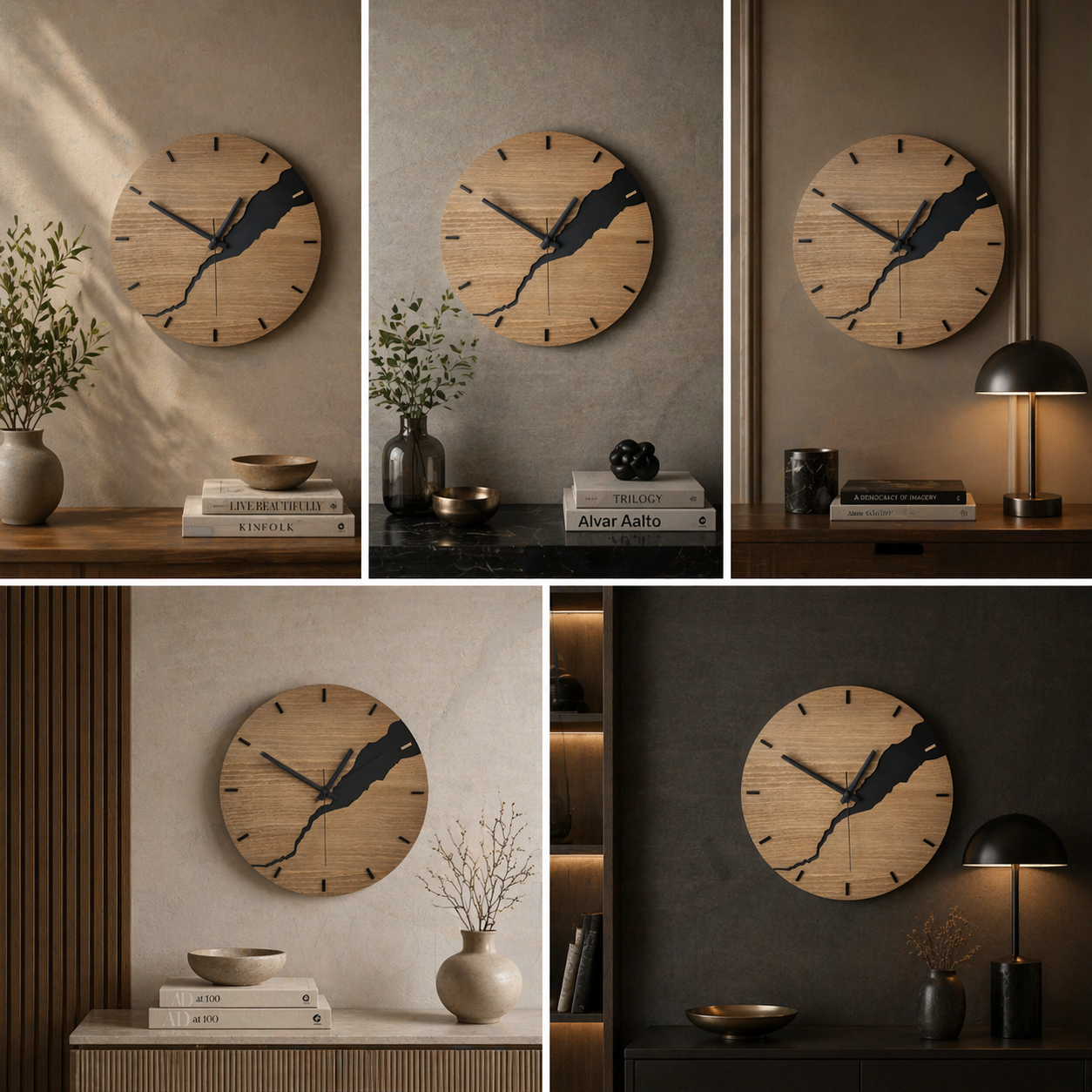 Royaleva River-Cut Wood Wall Clock Luxury Modern Timepiece for Living Rooms and Offices