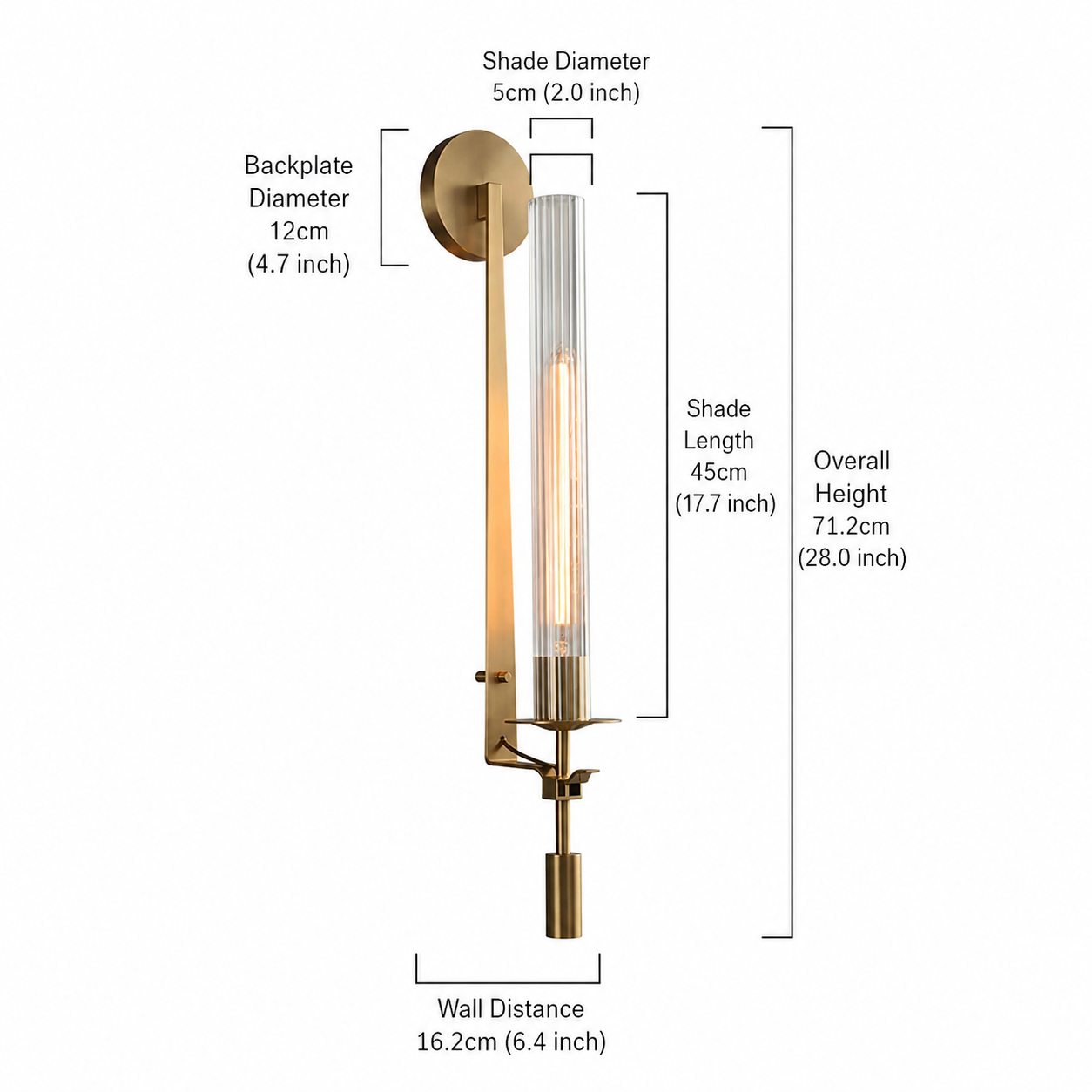 Lumora Glass Tube Wall Lamp, Decorative LED Sconce for Bedroom, Hallway and Hotel Room