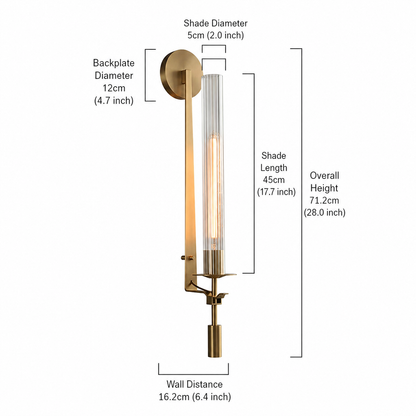 Lumora Glass Tube Wall Lamp, Decorative LED Sconce for Bedroom, Hallway and Hotel Room