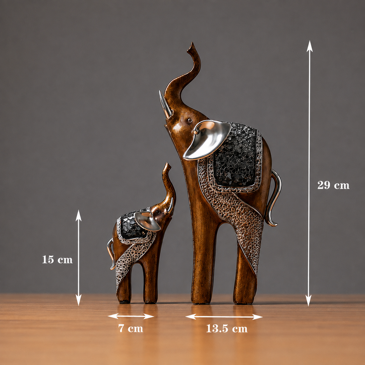 RoyaleGlow Elephant Love Statue, Feng Shui Elephant Figurine for Home Decor