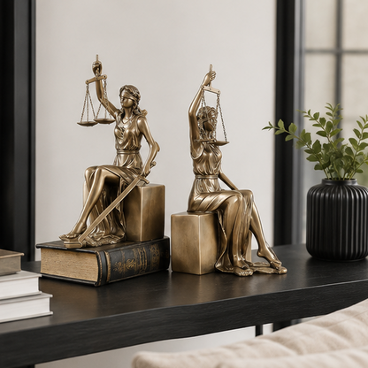 Royelux Blindfolded Lady Justice Statue - Themis Goddess Figurine with Scales & Sword