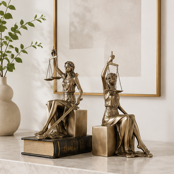 Royelux Blindfolded Lady Justice Statue - Themis Goddess Figurine with Scales & Sword