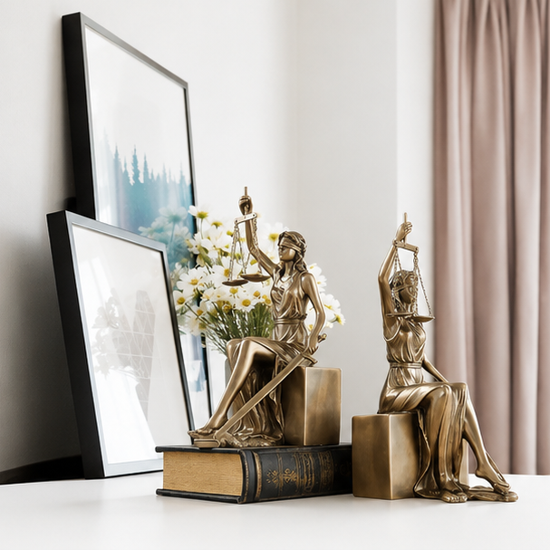 Royelux Blindfolded Lady Justice Statue - Themis Goddess Figurine with Scales & Sword