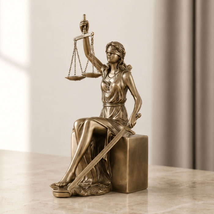 Royelux Blindfolded Lady Justice Statue - Themis Goddess Figurine with Scales & Sword