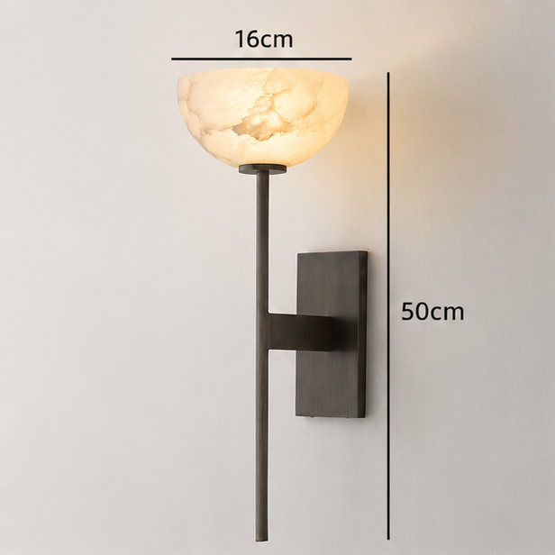 LuxRoyale Natural Marble & Solid Brass Wall Sconce - Elegant Modern Wall Light