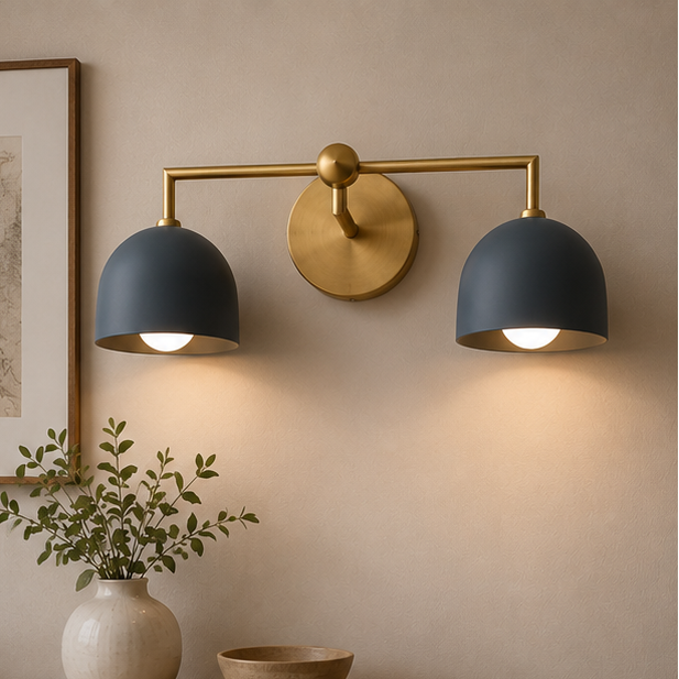 Royelux 3-Light Farmhouse Bathroom Vanity Light, Terracotta & Brass Fixture